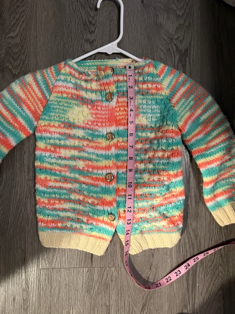 Multicolor Striped Knit Cardigan - Orange, Teal & Cream size 2💕 - Picture 3 of 4